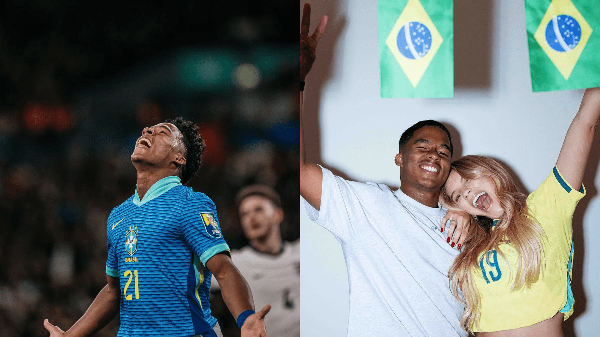 Endrick celebra convocação para sua primeira Copa do Mundo ao lado de Gabriely Miranda