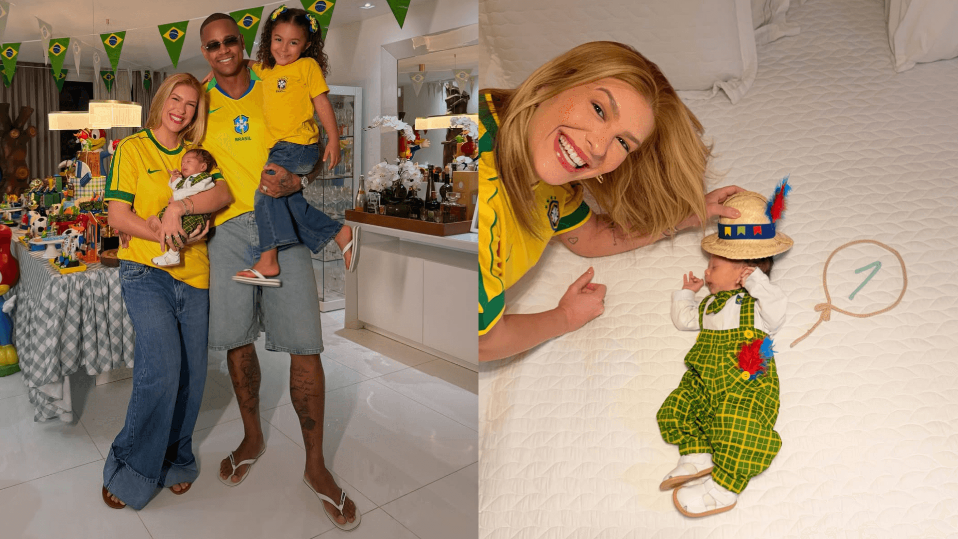 Lore Improta e Léo Santana celebram o 1º ‘mêsversário’ de Levi com tema inusitado