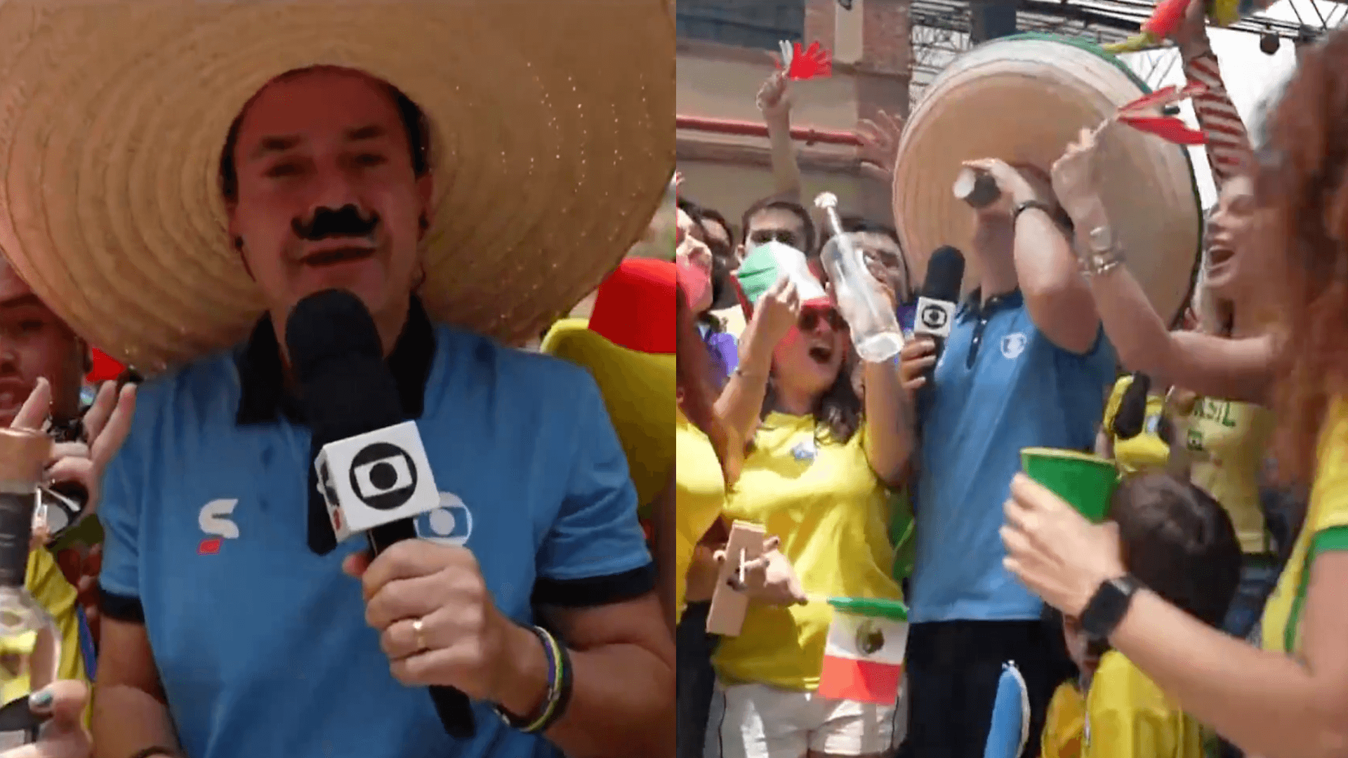 Repórter da Globo toma tequila ao vivo durante cobertura da Copa