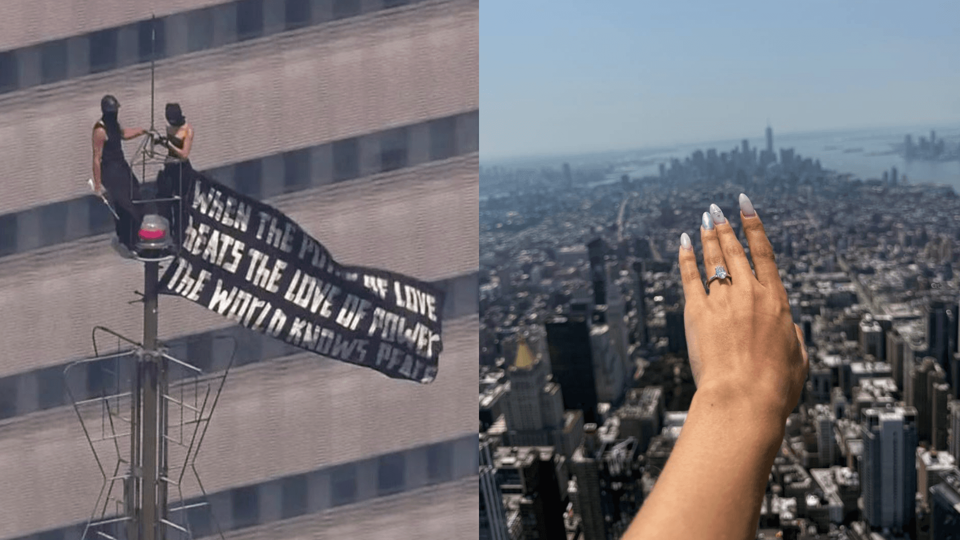 Suposto protesto termina em pedido de casamento no topo do Empire State, em Nova York