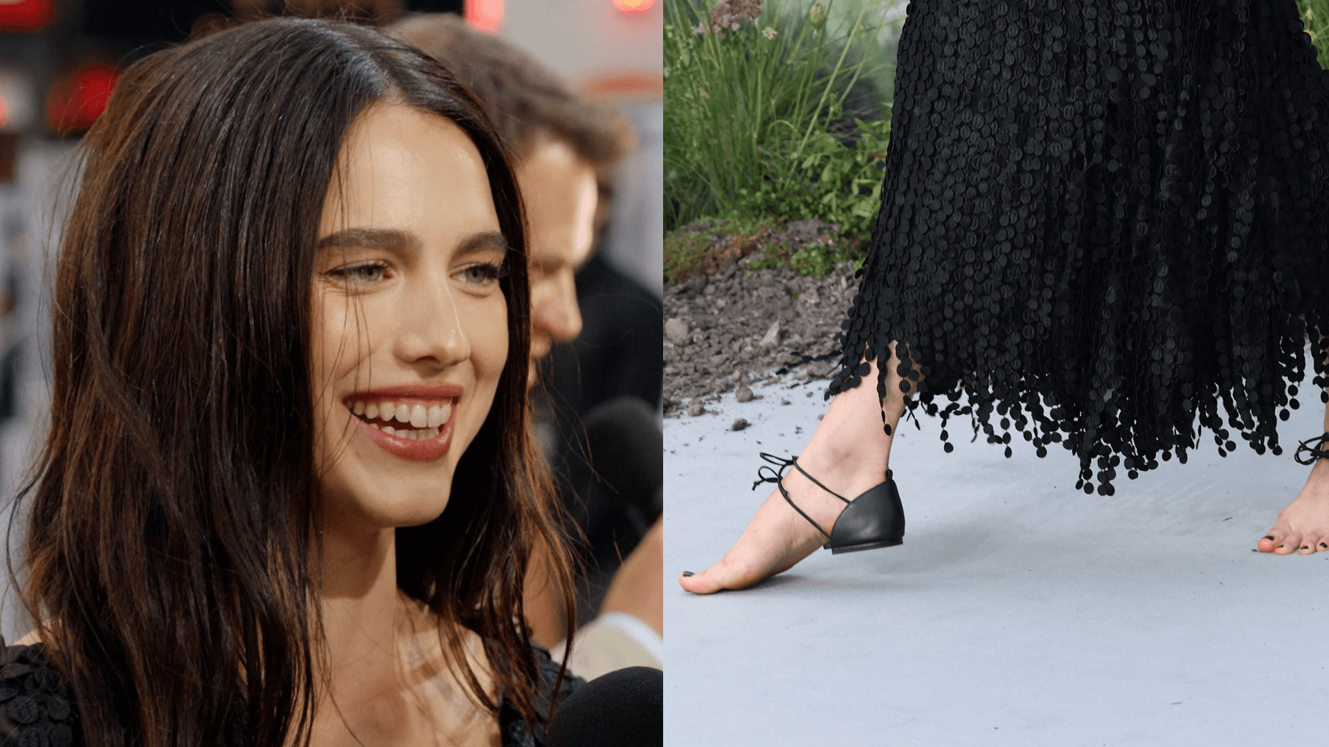 Atriz chama atenção ao surgir com “sandália descalça” em evento de divulgação de filme