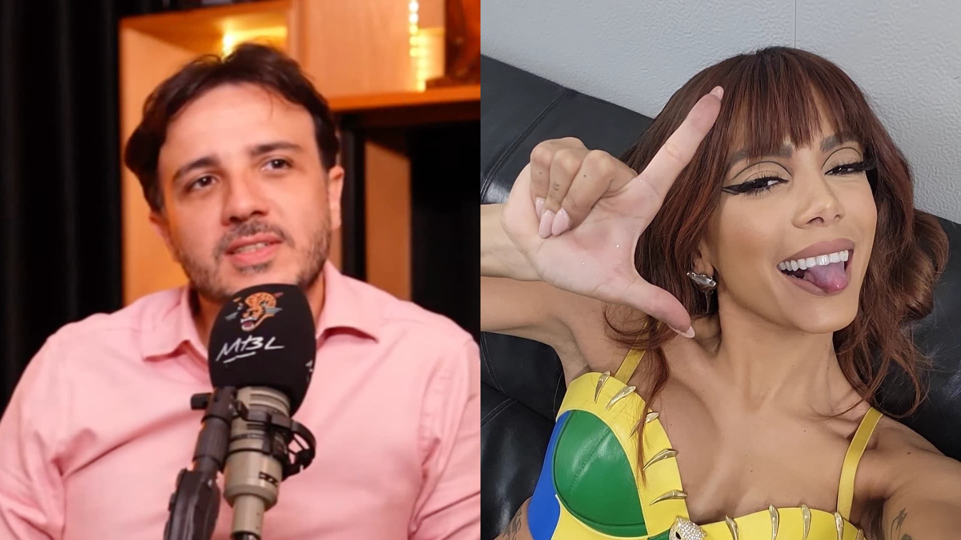 Renan Santos reage ao vivo ao ser seguido por Anitta nas redes sociais