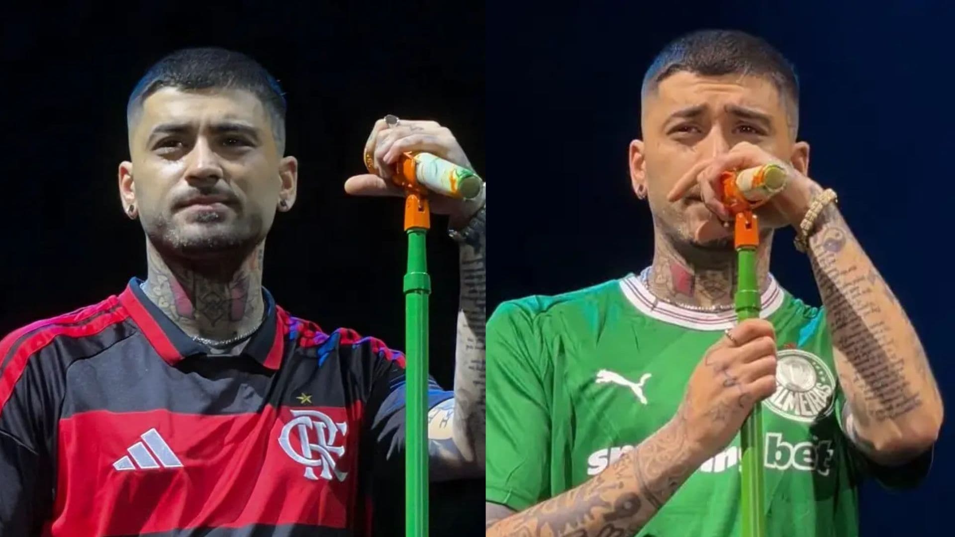 Zayn Malik usa camisa do Flamengo em show no estádio do Palmeiras, pede desculpas e troca de roupa