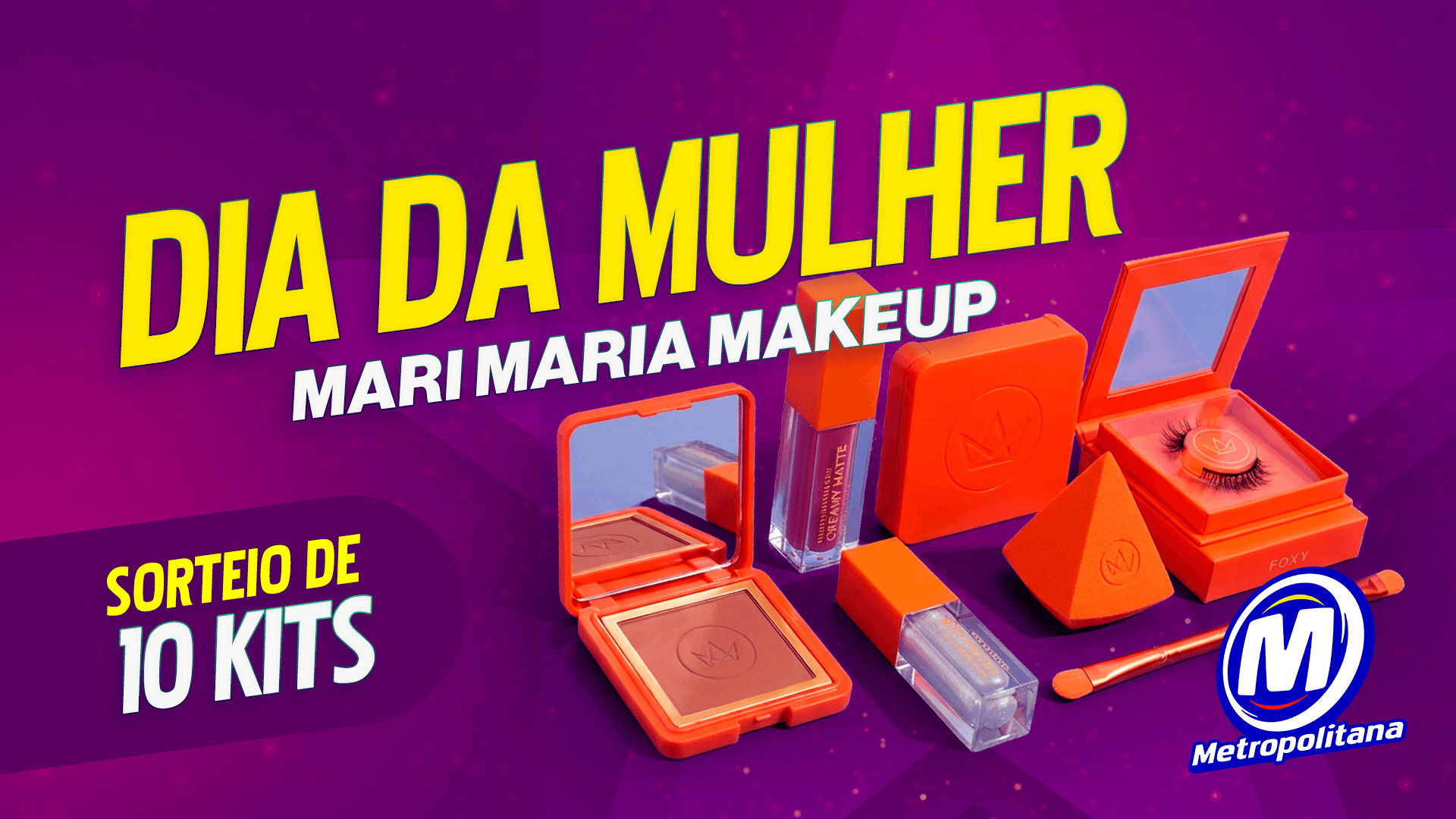 Dia das Mulheres na Metropolitana vem com presente especial! ✨
10 ouvintes vão ganhar um SUPER KIT MARI MARIA MAKEUP com iluminador, blush, batom líquido, gloss, pincel, esponja e cílios postiços! 💄