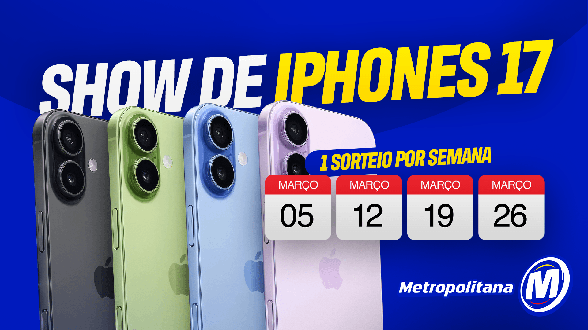 Março vai ser mês de SHOW DE IPHONES 17 NA METROPOLITANA! 📱🔥