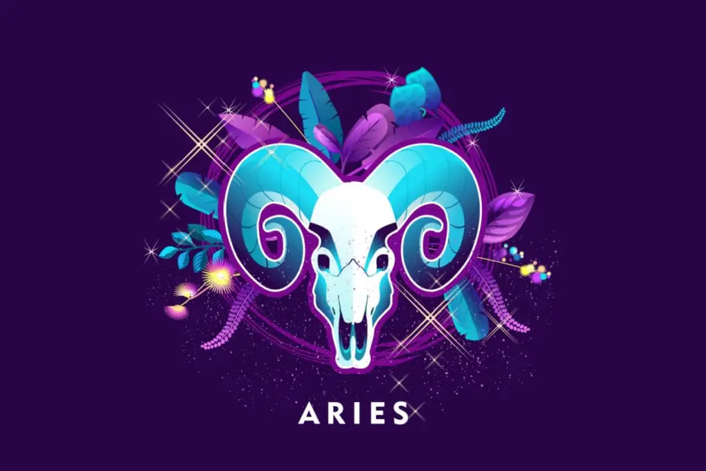 Símbolo do signo de Áries em um fundo roxo