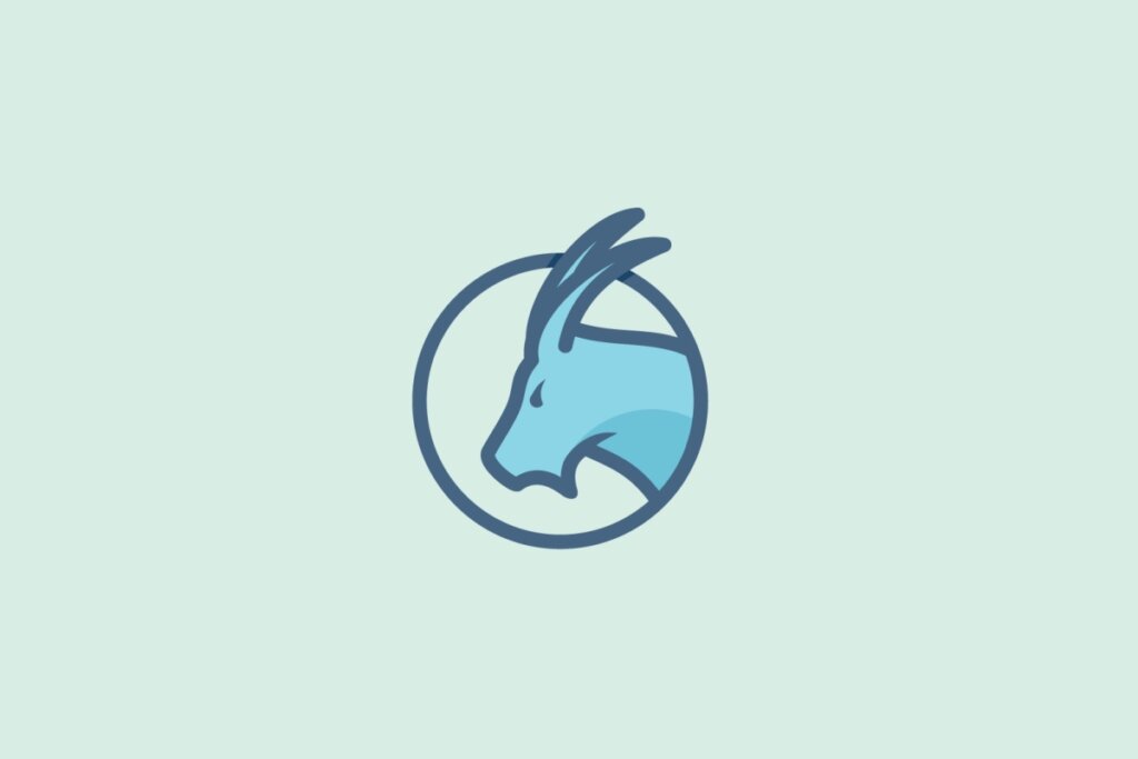 Ilustração do signo de Capricórnio com um bode estilizado de perfil em um fundo azul-claro